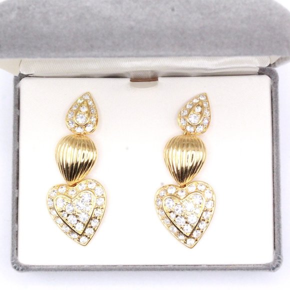 Nolan Miller NOS With Box Pave´Rhinestones Long Dangle Earrings - Picture 2 of 8